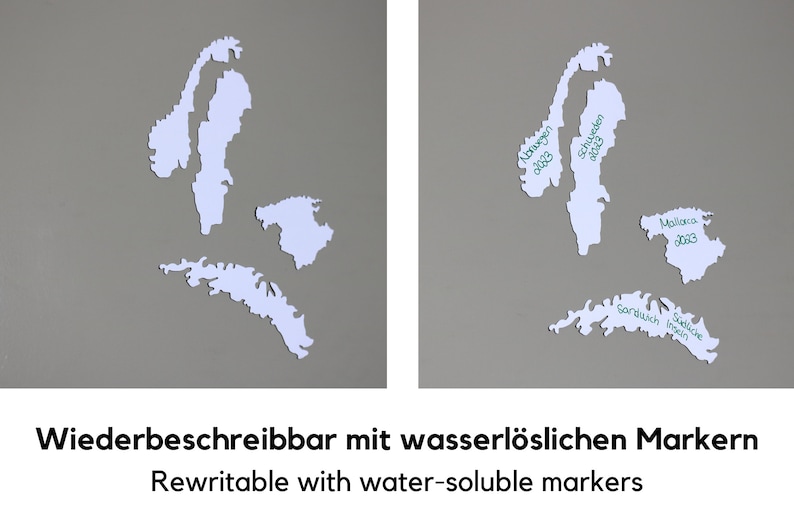 Puede incluir: Dos im&aacute;genes de un mapa blanco del mundo, dividido en continentes. Los continentes est&aacute;n etiquetados con el a&ntilde;o 2023 y el nombre del continente. El texto est&aacute; escrito con un marcador verde. La imagen tiene el pie de foto "Reescribible con marcadores solubles en agua."