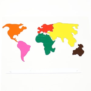 Montessori Kontinent Sticker Set für Weltkarte Kinder-Edition, Kontinentsticker für 3 Part Cards, Kindergeburtstag Spiele Idee