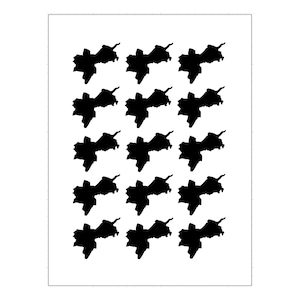 Peut inclure: Une feuille d'autocollants noirs et blancs avec un motif floral stylisé répété.