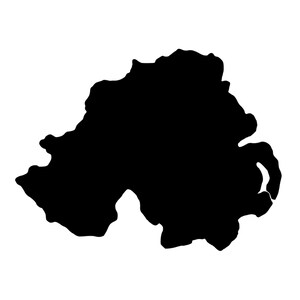 Puede incluir: Una silueta negra de Irlanda del Norte, un pa&iacute;s del Reino Unido.