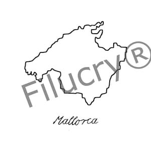 Mallorca Umriss SVG Grafik , Digitaler Download, svg, png, jpg, pdf, Plotterdatei Mallorca, Filigrane Länder Designs
