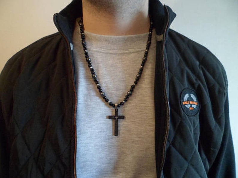 SALE Natural Stones Turquoise Gift for Men Mens Gemstone Beaded Necklace Coconut Shell Beads,Wooden Cross Mens Necklace,Ethnic Necklace