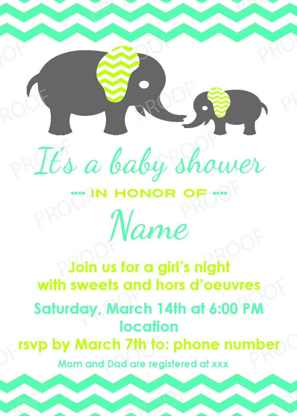 Elephant Baby Shower Invitation Etsy