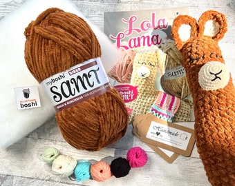 Häkelset für das *Lama Lola* von myboshi in braun - häkeln DIY Kit