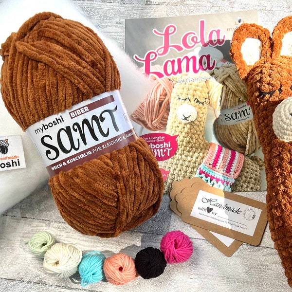 Häkelset für das *Lama Lola* von myboshi in braun - häkeln DIY Kit