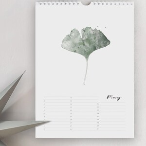 Perpetual birthday calendar, watercolor nature calendar, minimalist gift calendar