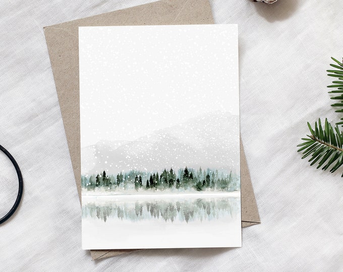 Christmas Card Snowing Set of 2, winter Postcard, Christmas