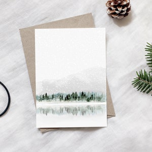 Christmas Card Snowing Set of 2, winter Postcard, Christmas