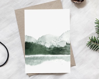 Bergsee Postcard Set of 2, winter Postcard, Forest Postcard, Christmas Card