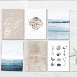 Set of 6 postcards, sea ocean postcards, summer postcards, nature postcards