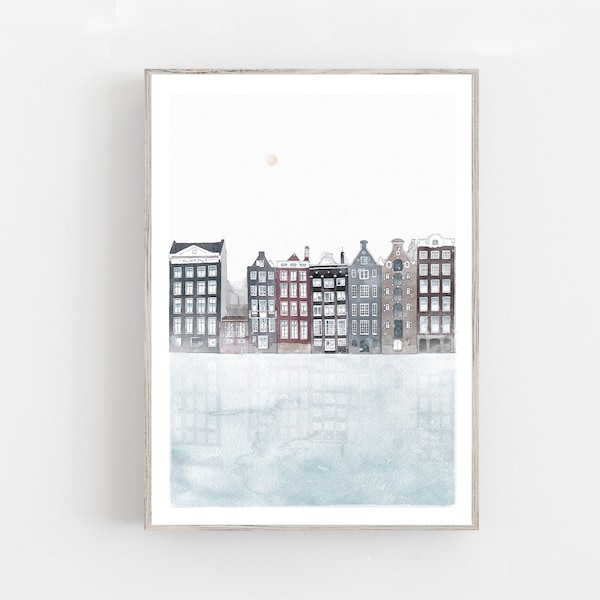 Aquarell Amsterdam - Kunstdruck