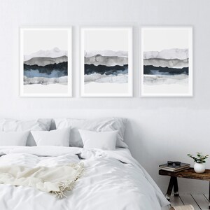 Set di tre stampe d'arte astratte, arte pratica in ufficio, stampe d'arte scandinave