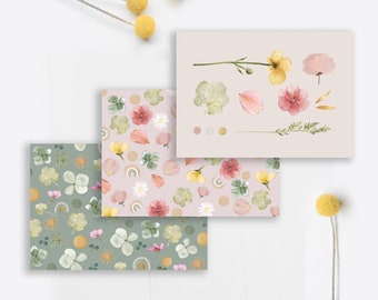 Set of 3 postcards, spring postcards, flower postcards, meadow flowers postcard
