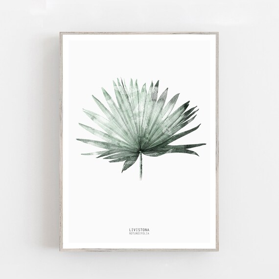 Watercolor palm leaf print, Modern Botanic Print, Modern Print