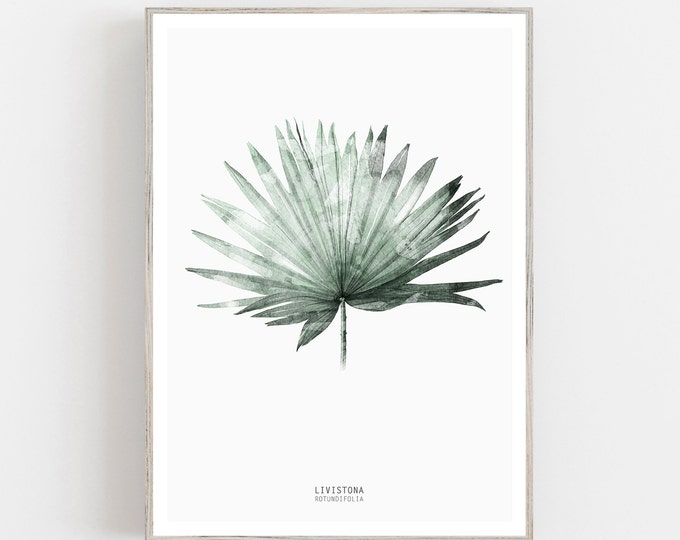 Watercolor palm leaf print, Modern Botanic Print, Modern Print