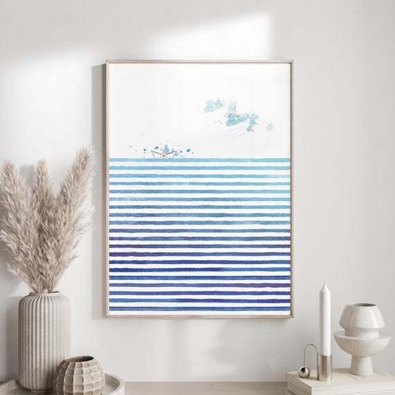 Watercolor Abstract Sea Print, coastal print wall art, blue wall art print, beach house print