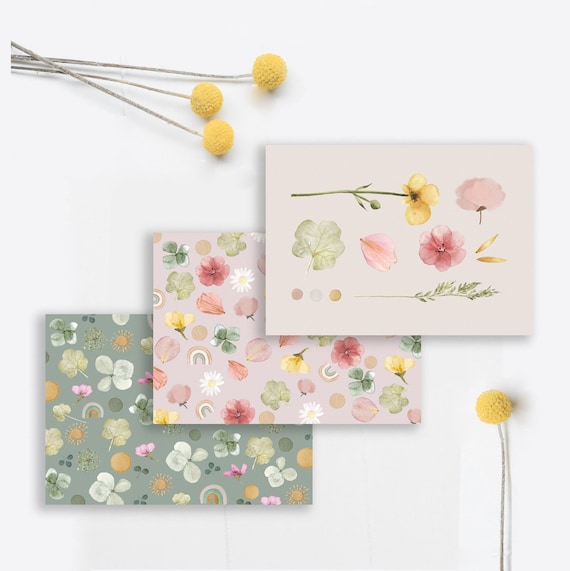 Set of 3 postcards, spring postcards, flower postcards, meadow flowers postcard
