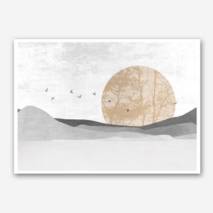 Modern minimalist landscape print, scandinavian wall art, minimalist print, Abstract landscape print