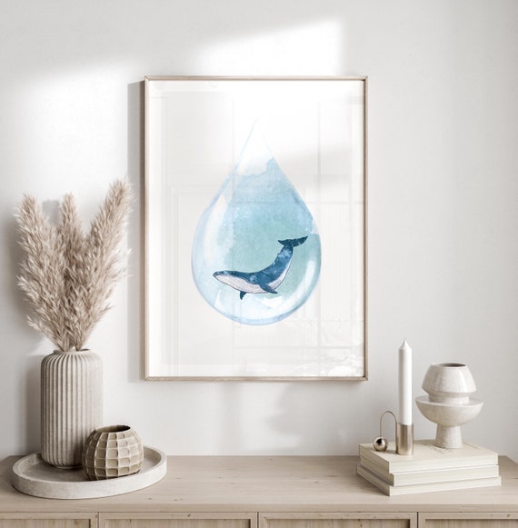 Watercolor Whale Print, nursery print, whale illustration