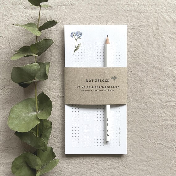 Paper Notepad forget -me-not flower with pencil - Eco-Friendly and Inspiring