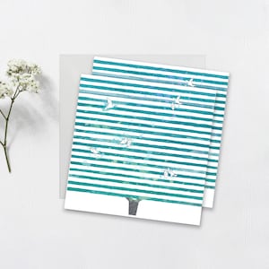 Arbre à cartes postales avec oiseaux, lot de 2, carte postale d'été, carte de vœux