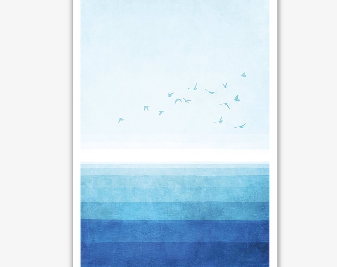 Abstract ocean print, sea print, seascape fine art print, seagulls print