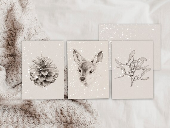Christmas Cards Set, Greeting Cards, Hygge Greeting Cards Set