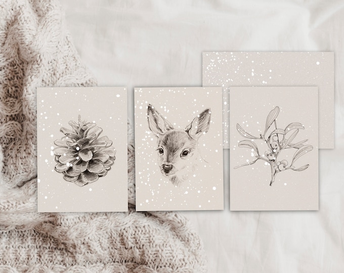 Christmas Card Set, Greeting Cards, Hygge Greeting Cards Set