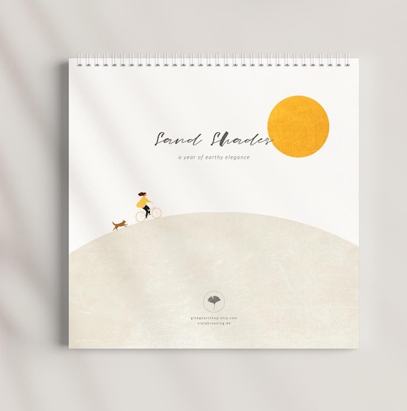 Sand Shades—a perpetual birthday calendar (21x21cm, 8,2x8,2'') earthy nude tones, beige and earthy landscapes and floral motifs.
