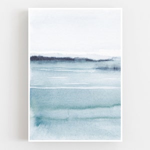 Stampa d'arte astratta acquerello azzurro, stampa d'arte scandinava, arte della camera da letto del soggiorno dell'ufficio