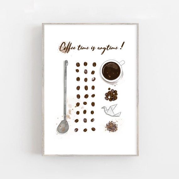 Coffee Print, Kitchen Print, Coffee Poster, Coffee time is anytime