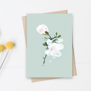 Ensemble de cartes postales de fleurs de magnolia de 2, carte postale de printemps, carte postale de la fête des mères