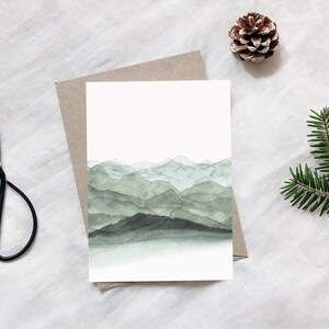 Neblige Berge Postkarte 2-er Set, Winter Postkarte, Nebliger Landschaft