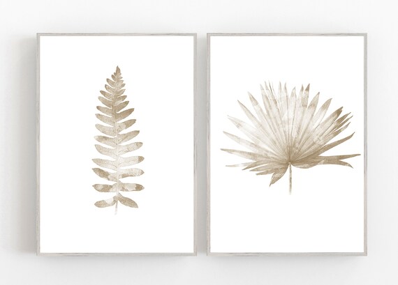 Set of 2 modern botanical prints, scandinavian wall art decor