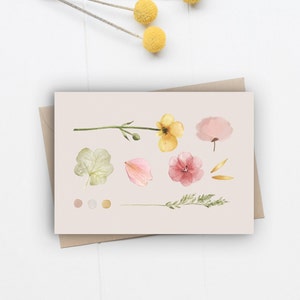 Blumen Postkarte 2-er Set, frühling Postkarte, Muttertag Postkarte