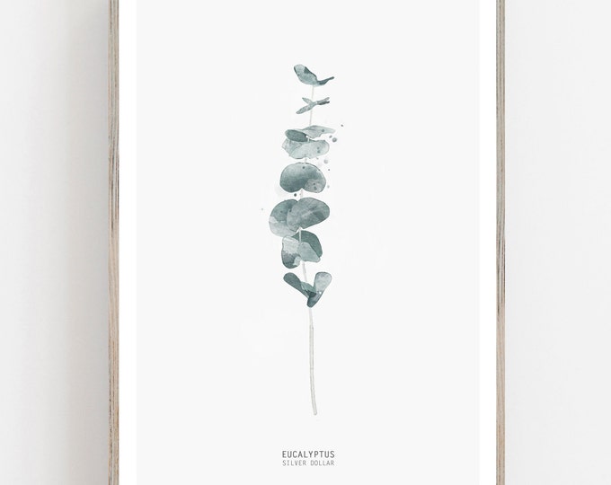 Eukalyptus Print, Watercolor Eukalyptus, watercolor leaf, modern watercolor, nature print, botanical print, green leaves, plant print