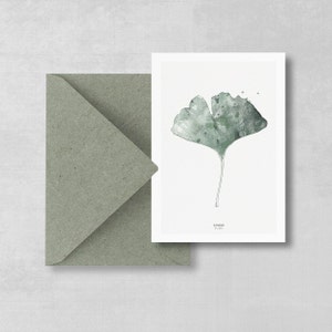 Botanical Postcard Gingko Biloba Leaf Set of 2