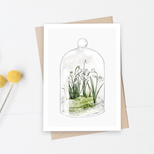 Schneeglöckchen Postkarte 2-er Set, frühling Postkarte, Muttertag Postkarte
