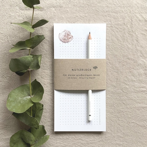 Paper Notepad seashell with pencil - Eco-Friendly and Inspiring
