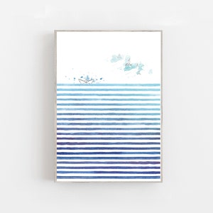 Abstract watercolor sea print, modern watercolor ocean print