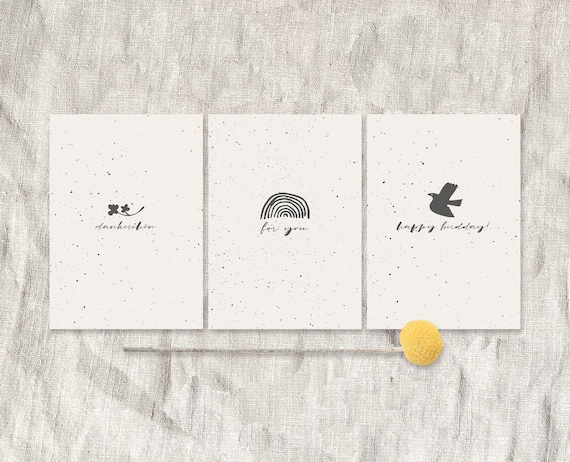 Set of 3 postcards, beige postcards, minimalist occasion postcards