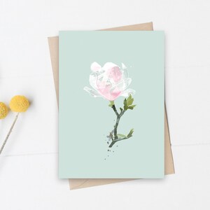 Magnolia Flower Closed Postcard Set of 2, Postal de primavera, Postal del Día de la Madre