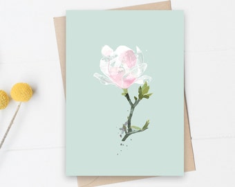 Magnolia Flower Closed Postcard Set of 2, Spring Postcard, Mother's Day Postcard