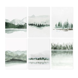 Set of 6 postcards, forest postcards, winter postcards, nature postcards