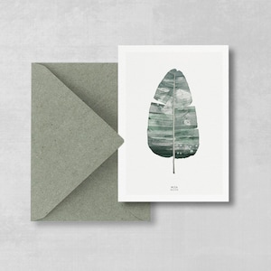 Postkarte Musa Basjoo Blatt 2-er Set, botanische postkarte