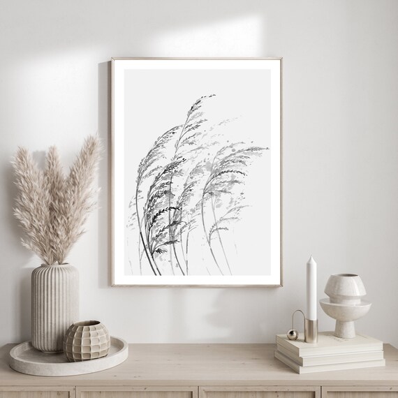Modern minimal watercolor print, autumn print, monochrome wall art print