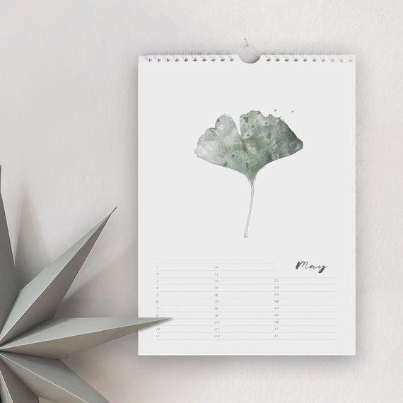 Perpetual birthday calendar, watercolor nature calendar, minimalist gift calendar