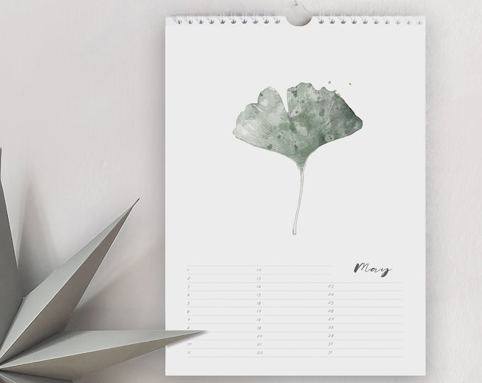 Perpetual birthday calendar, watercolor nature calendar, minimalist gift calendar