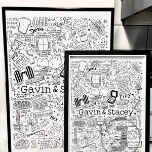 Gavin & Stacey Hand Drawn Print, A3 A4 print, quotes print, TV show print, fan poster art, Gavin and Stacey gift