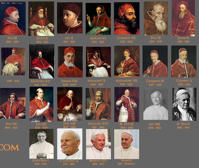 Pope Poster All 266 Popes from Peter to Francis 24x36 Etsy.de